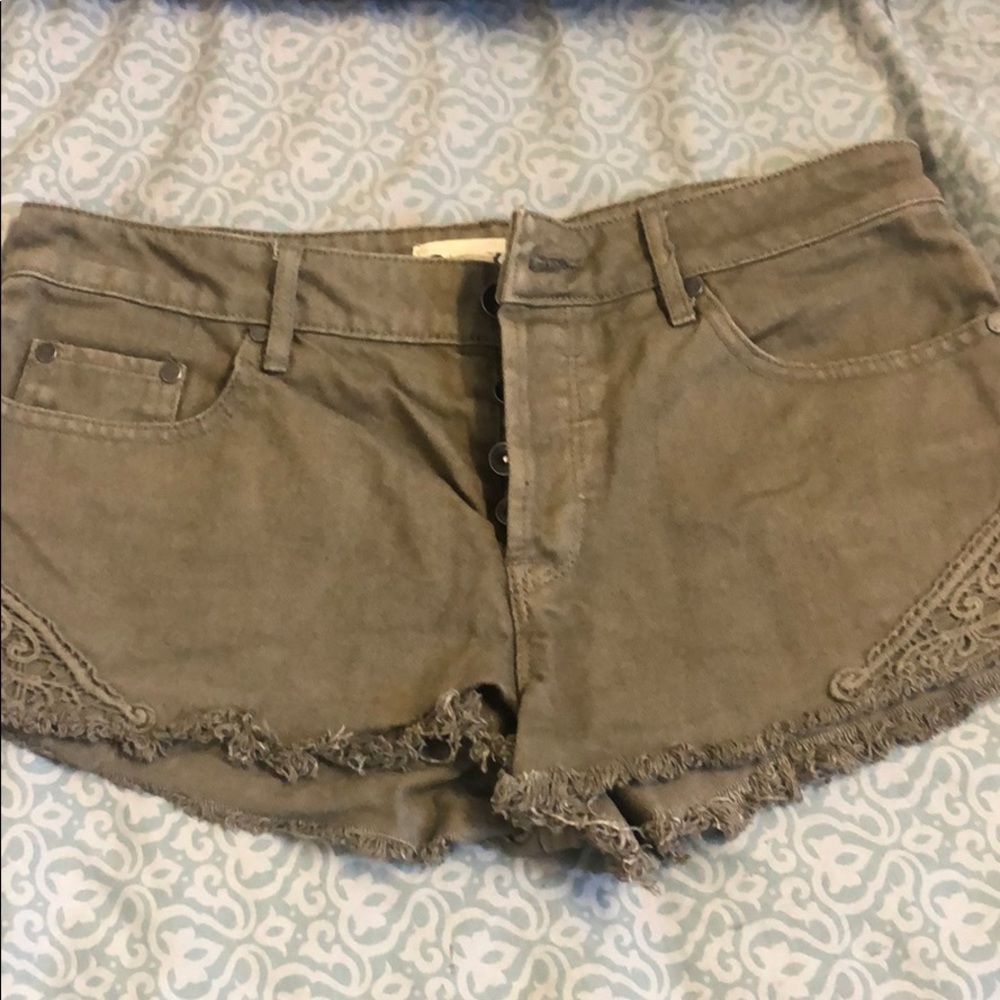 Forest Green Jean Shorts